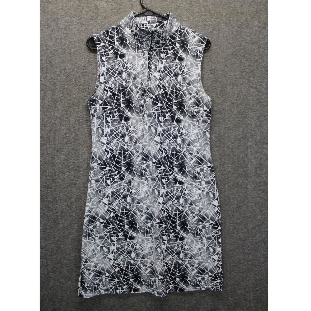 IBKUL EVIE Black & White Sleeveless Mock Golf Tennis Dress Medium